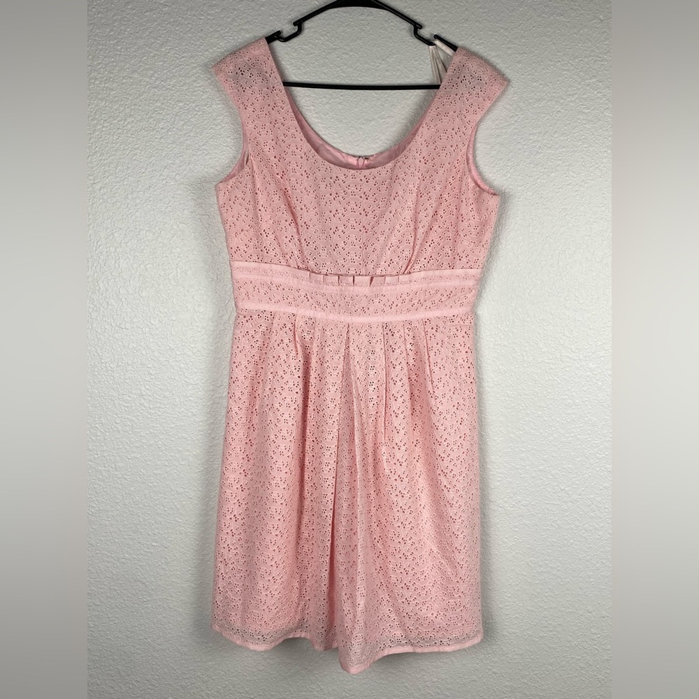 Talbots pink lace sleeveless fit and flare eyelet dress women’s size 10P NWT